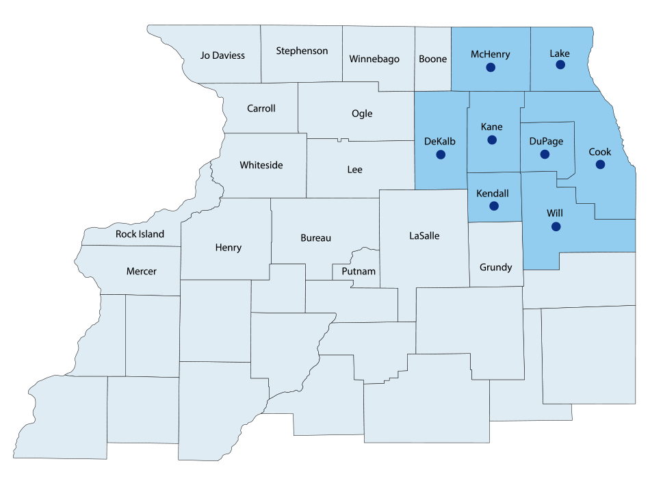 PAEP Service area map